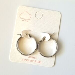 3 for $15 Silver Stainless Steel Hoop Earrings